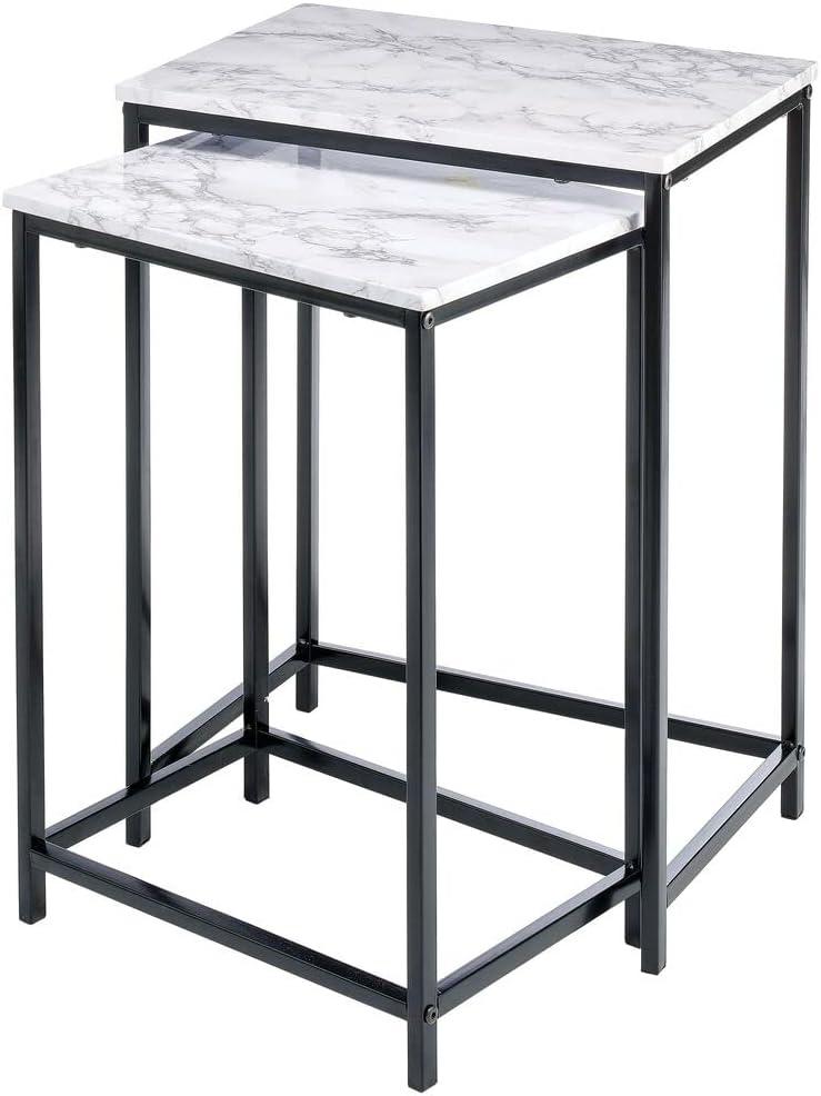 mDesign Modern Home Decor, Metal Wood End Table