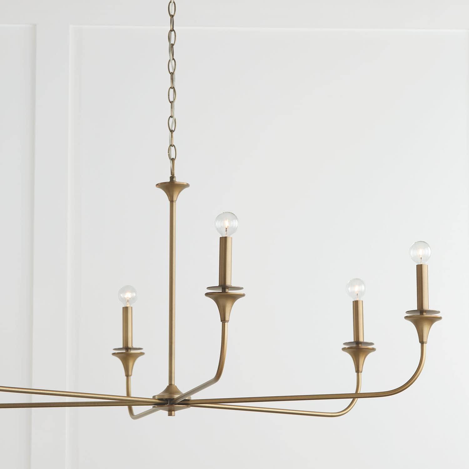 Aged Brass 49" Wide 6-Light Candle Style Chandelier