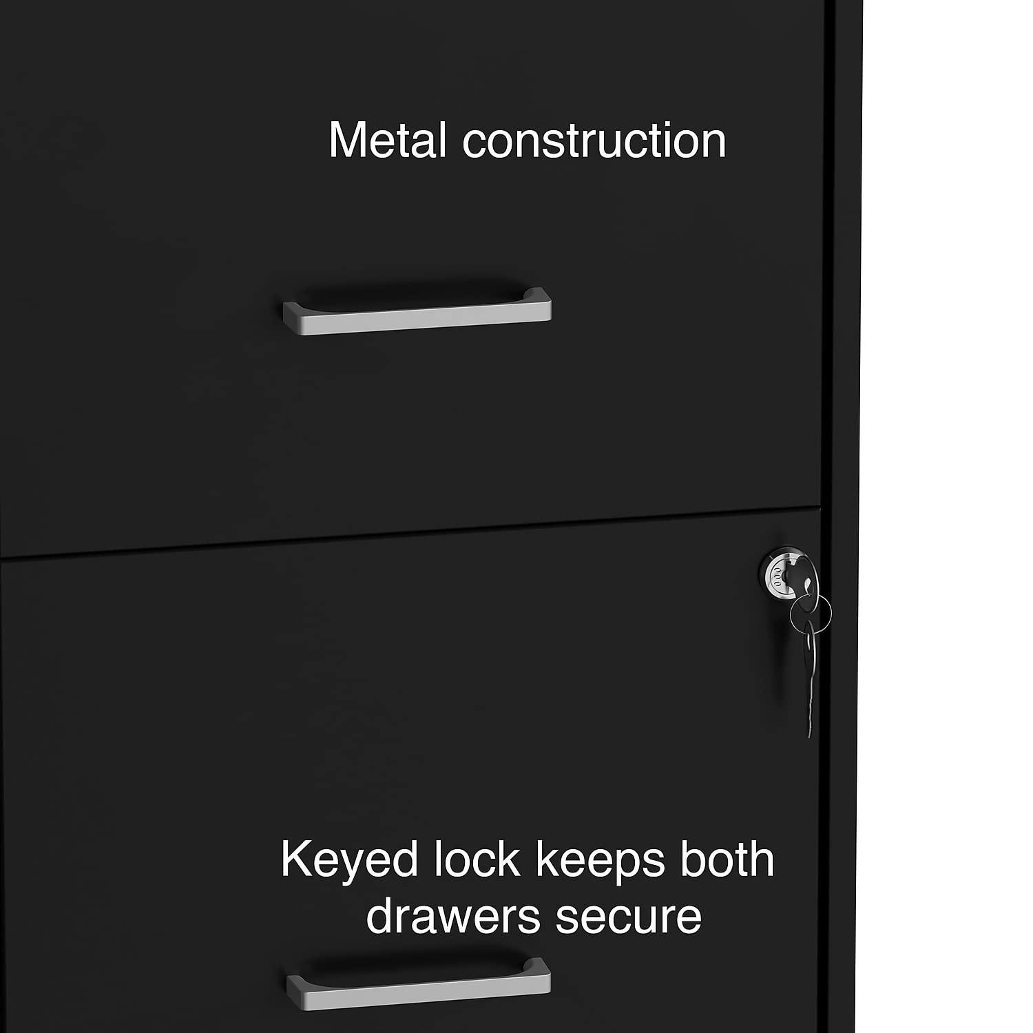 Staples 2-Drawer Vertical File Cabinet Locking Letter Black 18"D (52145) 2806665
