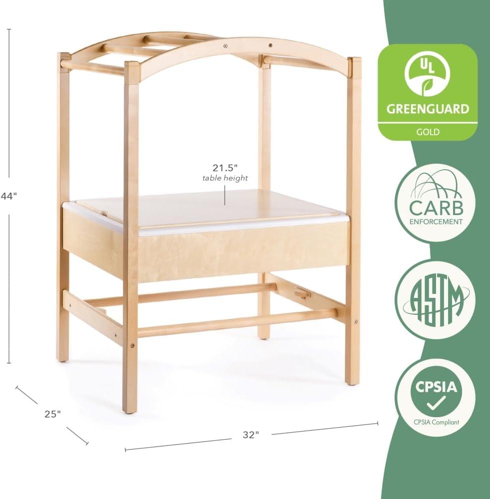 Guidecraft Kids' Sensory Table System and Canopy: Sand and Water Activity Table with Easy-to-Clean Bin, Arch and Chalkboard