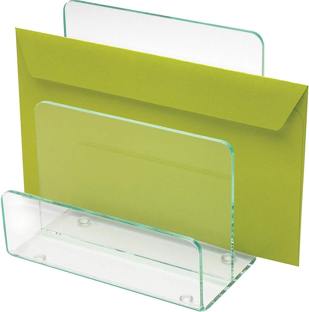 Clear Acrylic Mini Paper Sorter with Green Edges