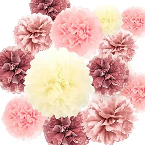 Rose Gold 13th Birthday Party Decors , Rose gold Glittery Happy 13th Birthday Banner,Poms,Sparkling Hanging Swirls Kit for 13th Birthday Party Supplies