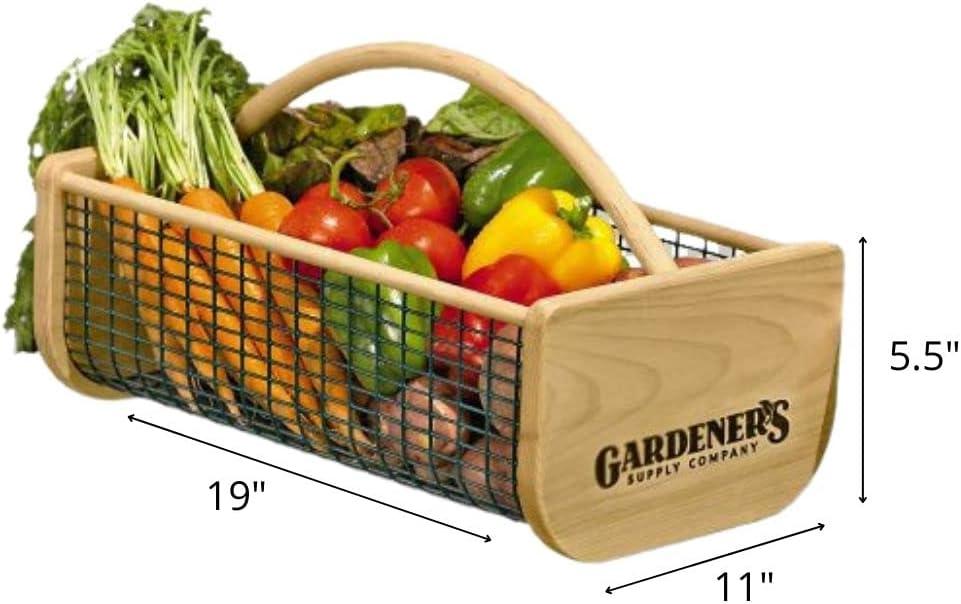 Gardeners Supply Company Garden Hod Harvest Basket | Versatile Gardening Fruits & Vegetables Gathering Basket | Natural Smooth Pine - Maple Frame &