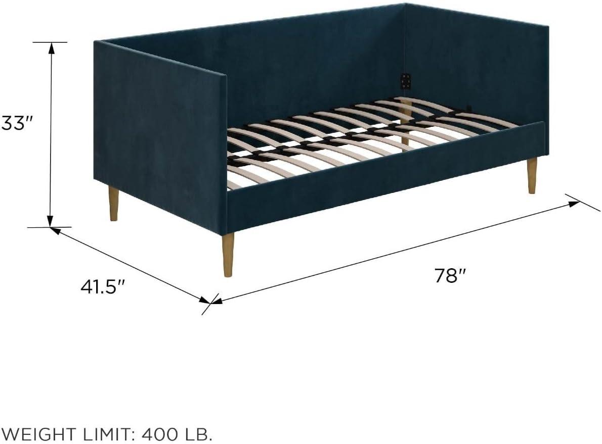 DHP Franklin Mid Century Upholstered Daybed, Twin Size, Blue Velvet