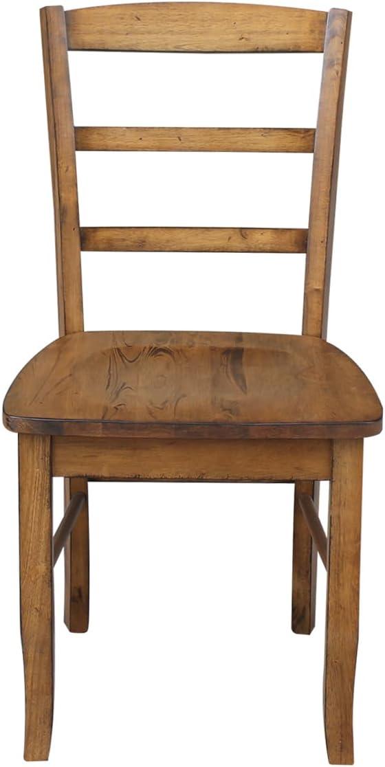 Set of 2 Madrid Ladderback Chairs Pecan - International Concepts: Solid Wood, Armless, Kitchen Seating