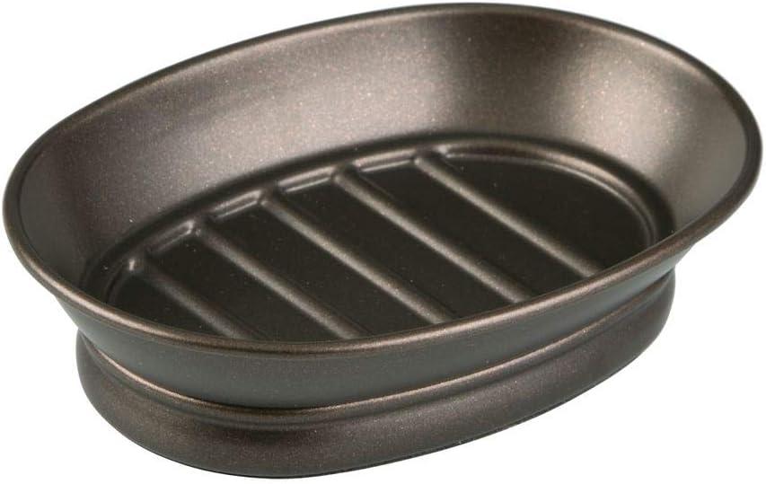 Bronze Metal Countertop Soap Dish with Ridged Base