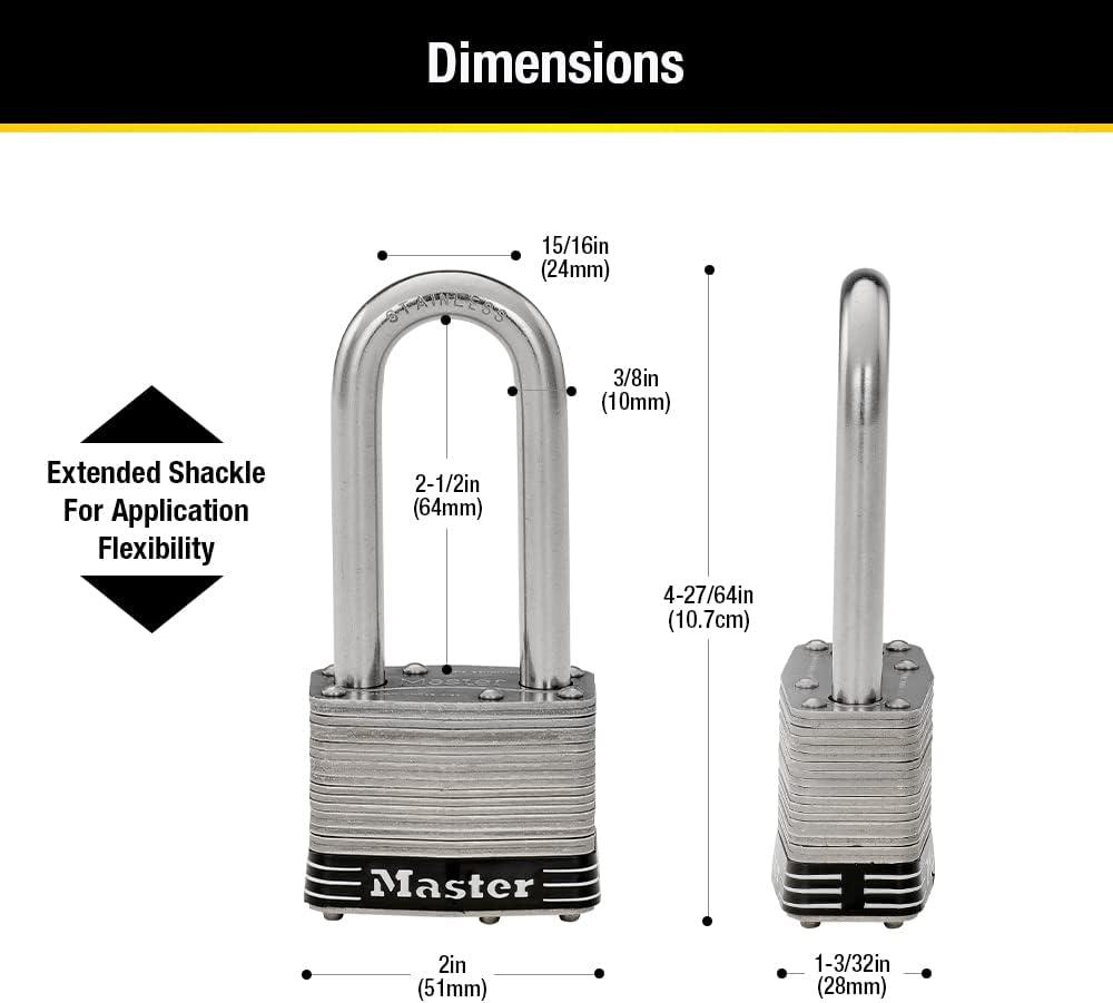 Master Lock 2-Inch Stainless Steel Keyed Padlock Set of 4