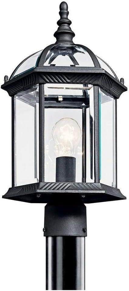 Black Aluminum LED Outdoor Post Lantern with Clear Glass