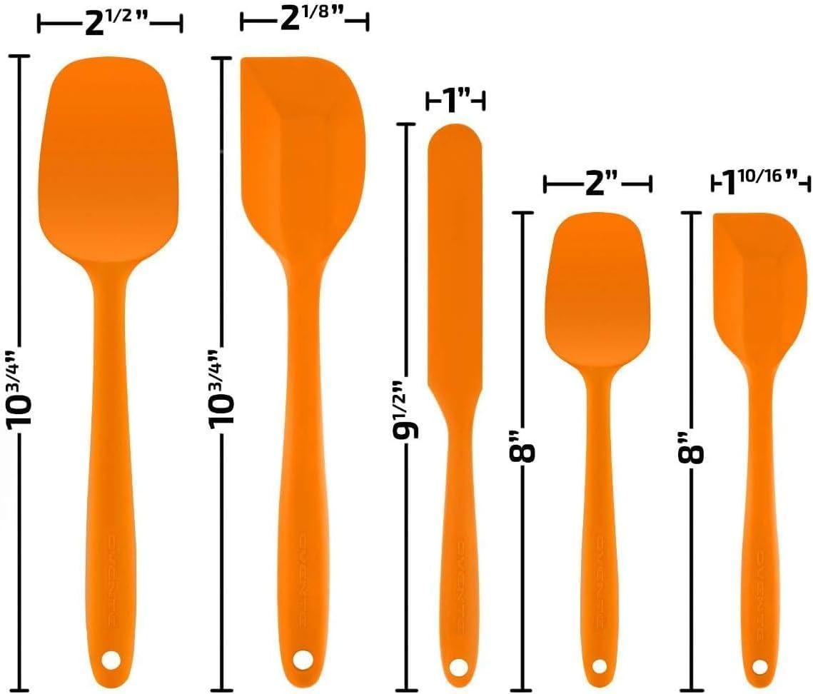 5-Piece Orange Silicone and Stainless Steel Cooking Utensils Set