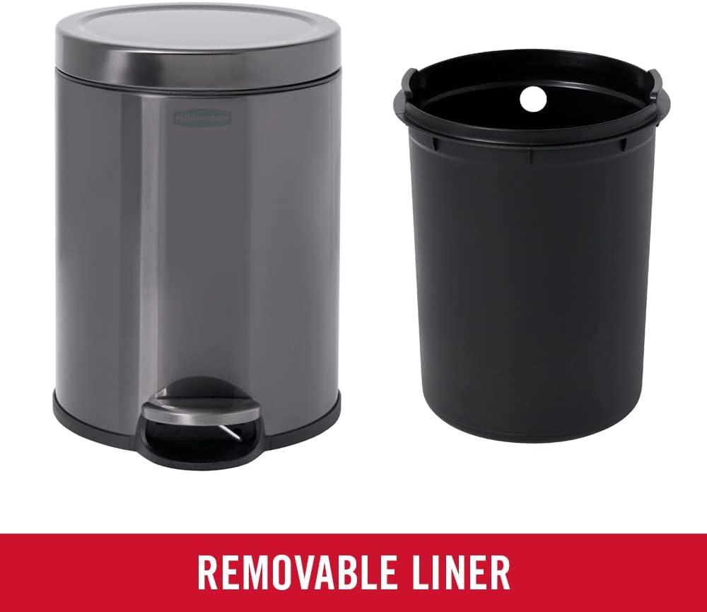 Rubbermaid 1.6 Gal. Stainless Steel Round Step-On Household Metal Trash Can