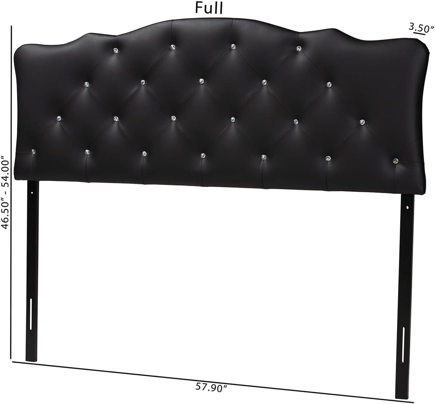 Full Rita Modern Fabric Upholstered Scalloped Headboard - Baxton Studio: Contemporary Design, Adjustable