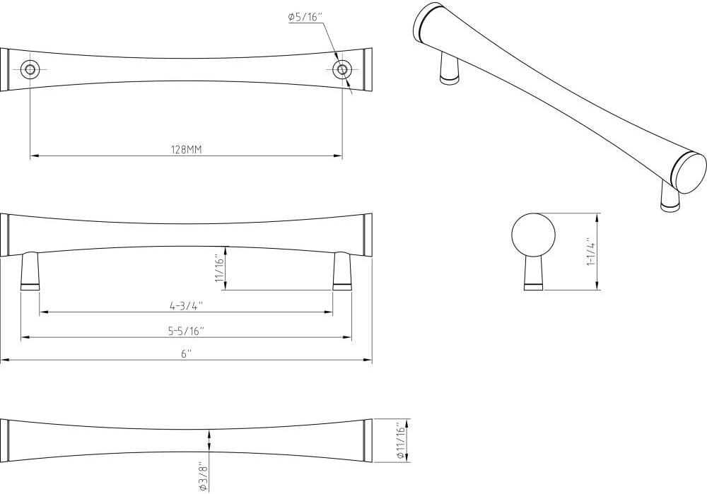 128 mm Matte Black Modern Cabinet Pull with Mounting Hardware