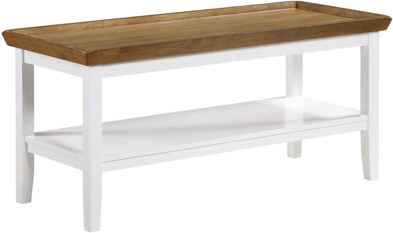 Driftwood White 42" Solid Rubberwood Rectangular Coffee Table