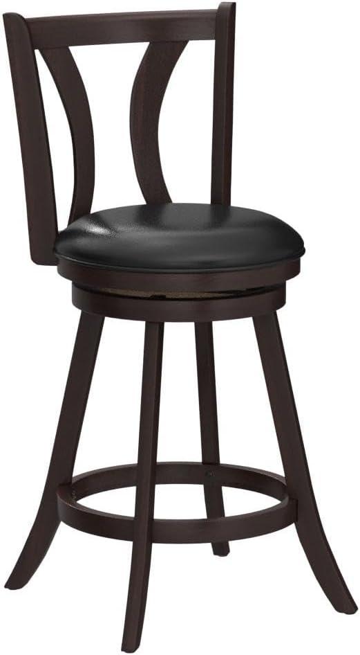 Costway Set of 2 Swivel Bar stool 24'' Counter Height Leather Padded Dining Kitchen Chair