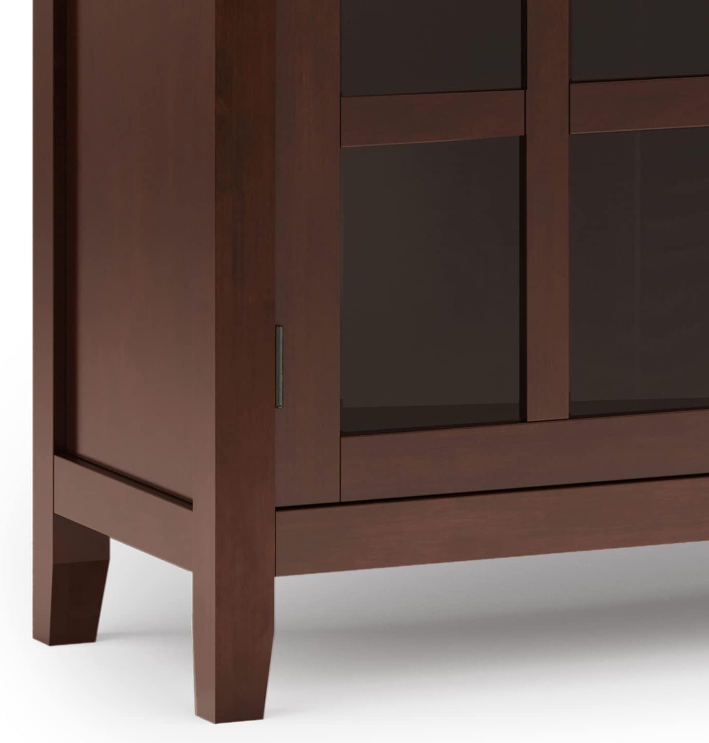 Simpli Home Artisan 60"W Solid Wood Sideboard Buffet with and Tempered Glass Doors and 3 Drawers