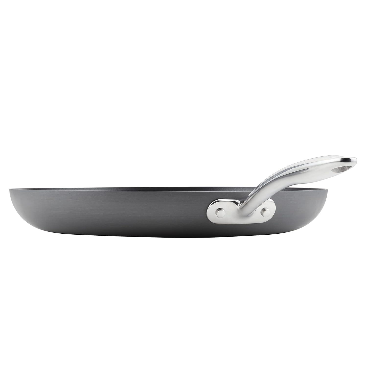 Rachael Ray Hard Anodized 14 inch Nonstick Frying Pan with Helper Handle, Gray