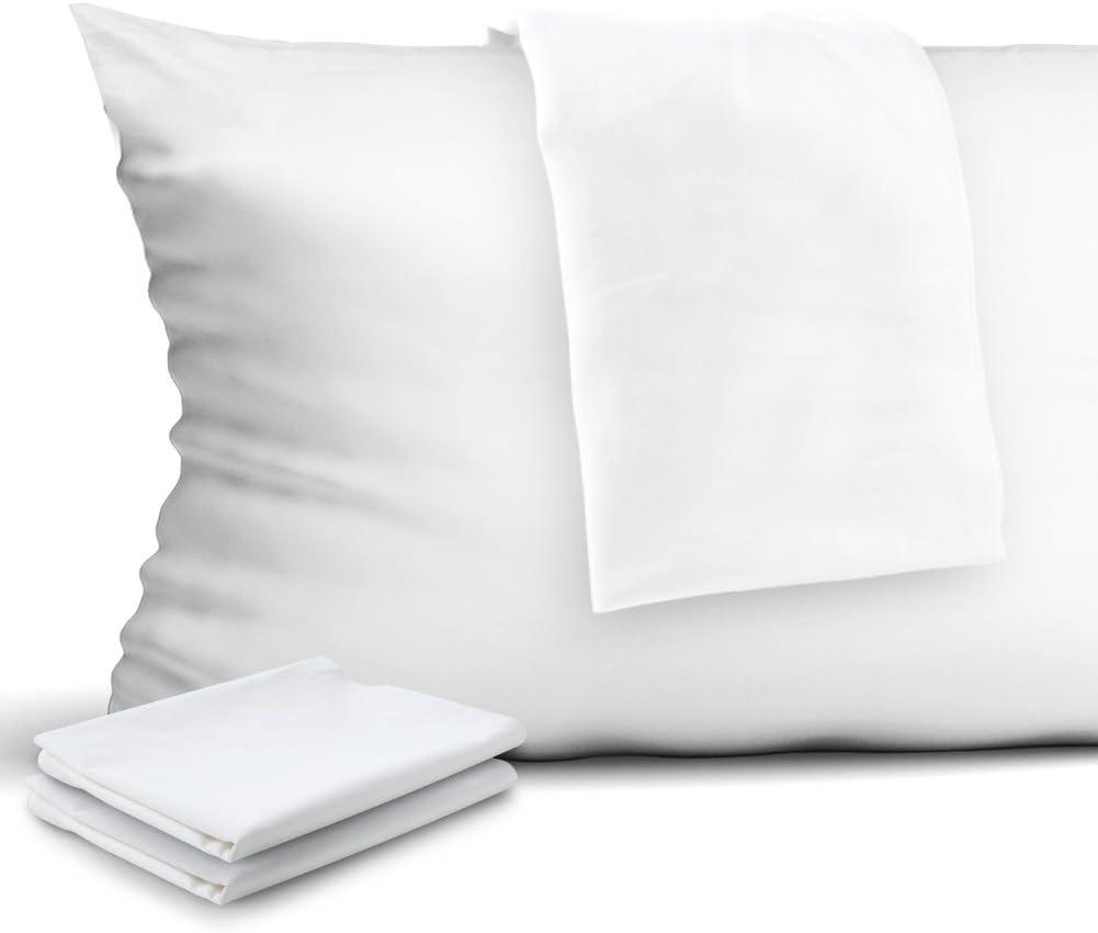 4 Pcs Pillowcases, 400 Thread Count Cotton Pillow Cover with Hidden Zipper Pillow Case, White Queen