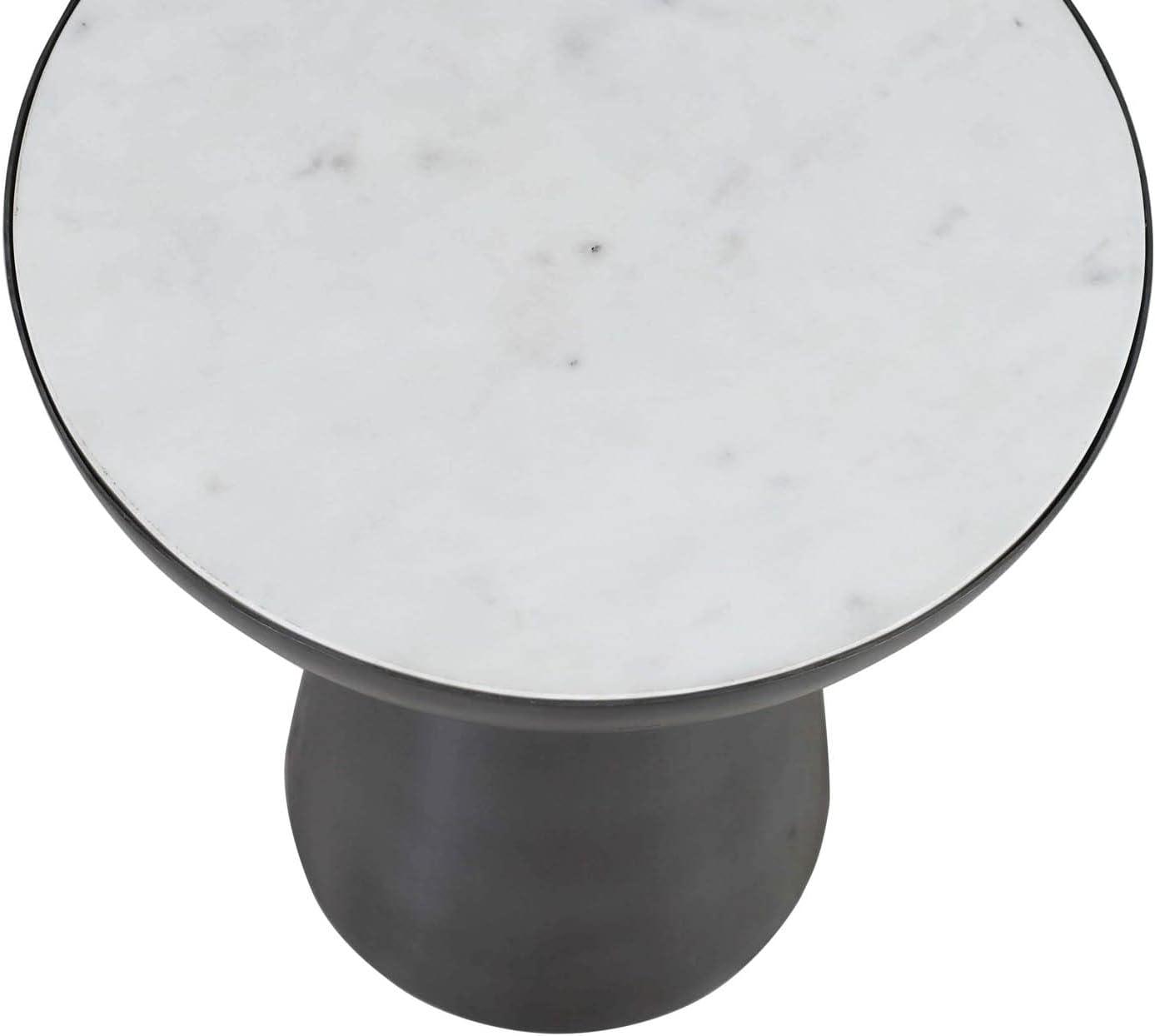 Jofran Circularity Modern Luxury Marble and Iron 15" Round Pedestal Chairside End Table