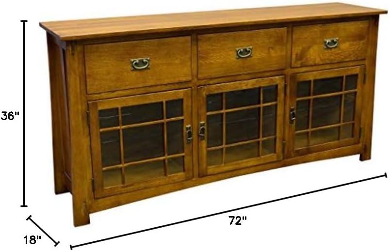 Crafters and Weavers Arts and Crafts Solid Wood Sideboard in Oak