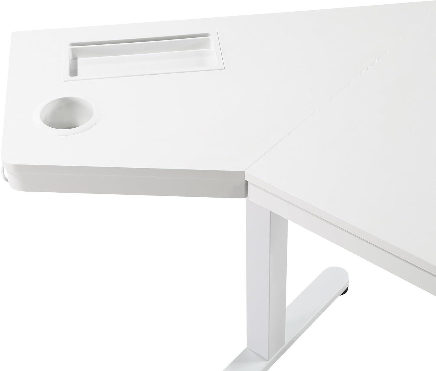 Stealth Sit-to-Stand Height Adjustable Corner Desk in White Engineered Wood