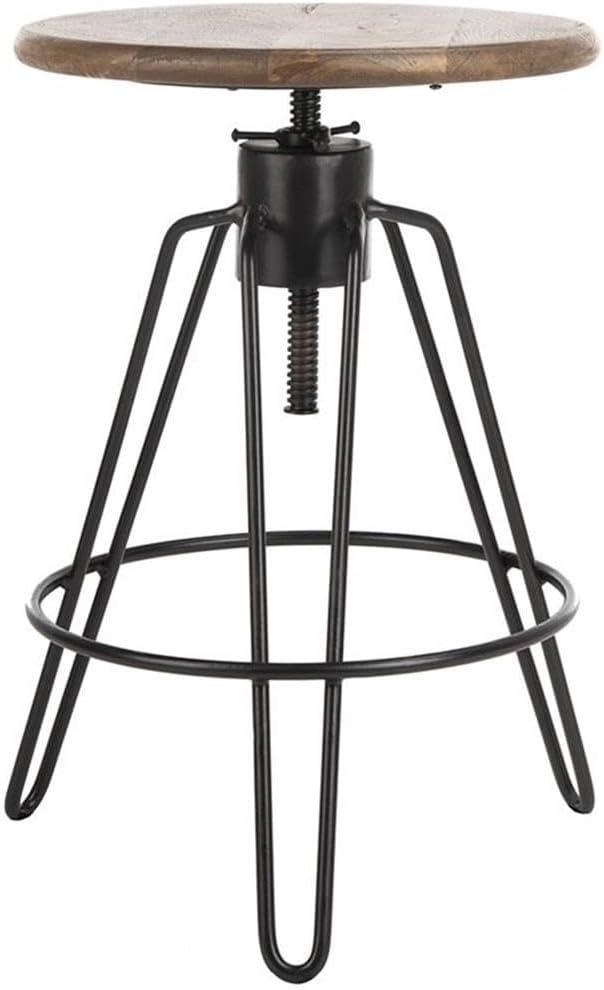 Kai Adjustable Swivel Counter Stool - Natural Honey/Black - Safavieh