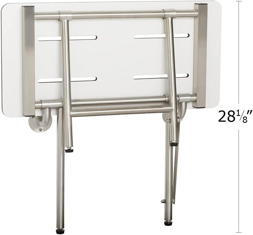 White Adjustable Folding Wall Mount Shower Bench Seat