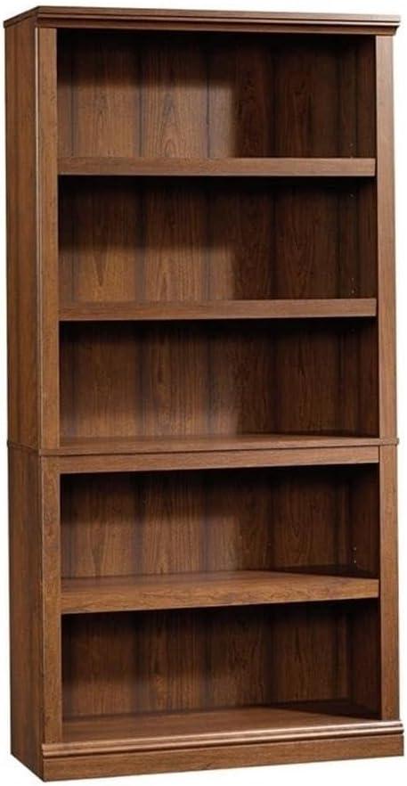 Pemberly Row Wooden 5 Shelf Wood Bookcase in Washington Cherry Finish