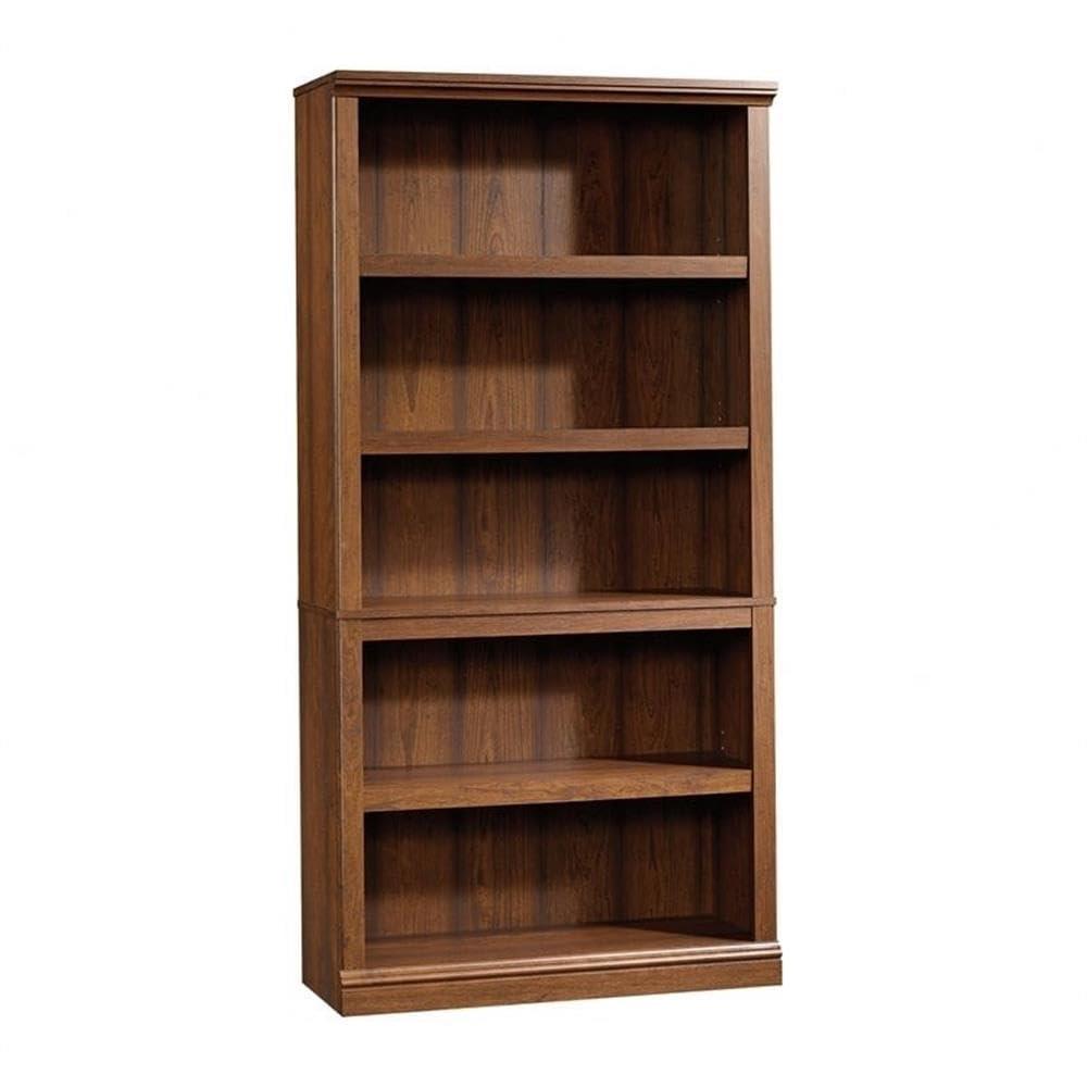 Pemberly Row Wooden 5 Shelf Wood Bookcase in Washington Cherry Finish