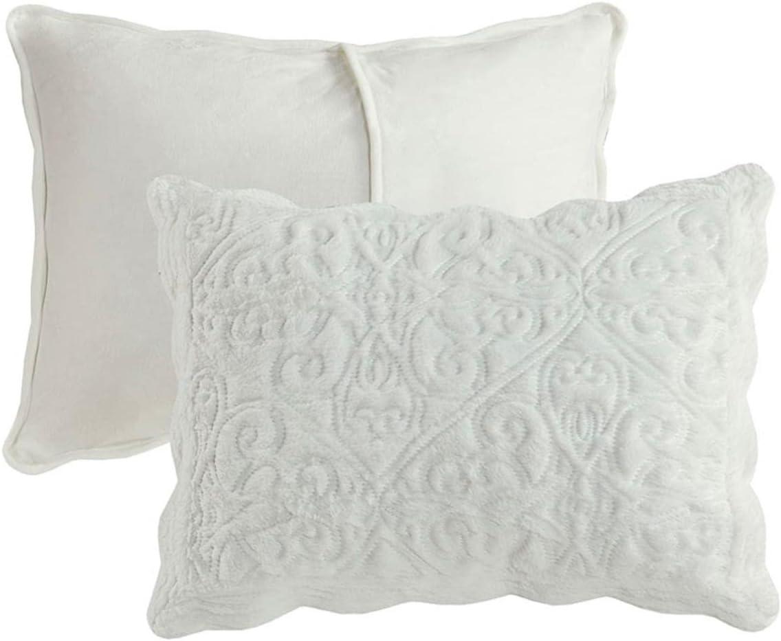 Aster Ivory 3 Piece Embroidered Faux Fur Coverlet Set