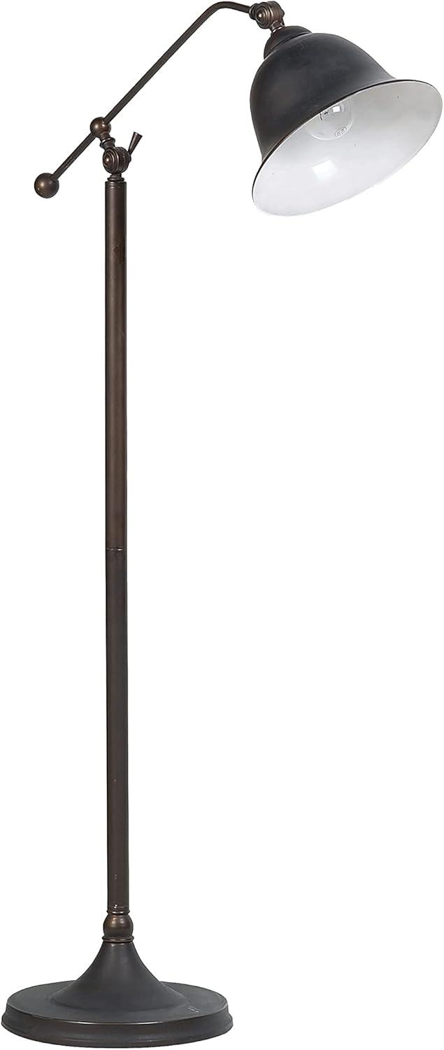 Transitional Adjustable Dark Bronze Floor Lamp with Bell Shade