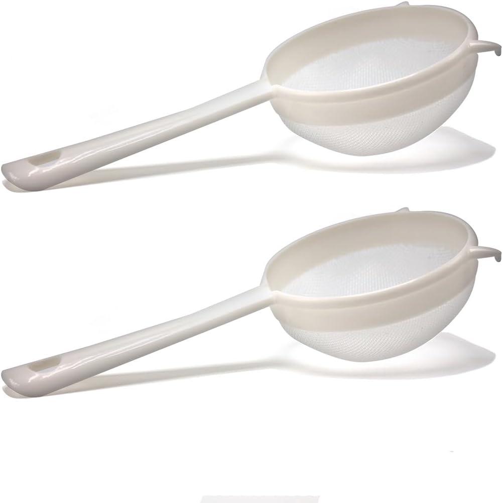 White Nylon Mesh Kitchen Strainer Set with Handles