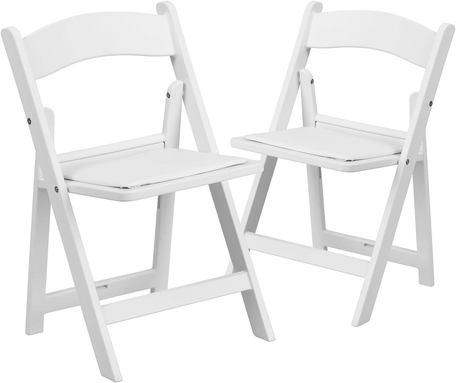 Flash Furniture Kids Folding Chairs with Padded Seats | Set of 2 White Resin Folding Chair with Vinyl Padded Seat for Kids