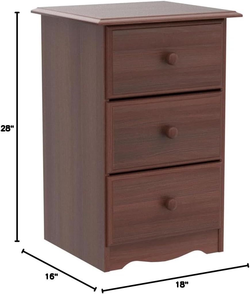 Copper Grove Palace Imports 100% Solid Wood 3-Drawer Nightstand with Metal or Wooden Knobs Mocha