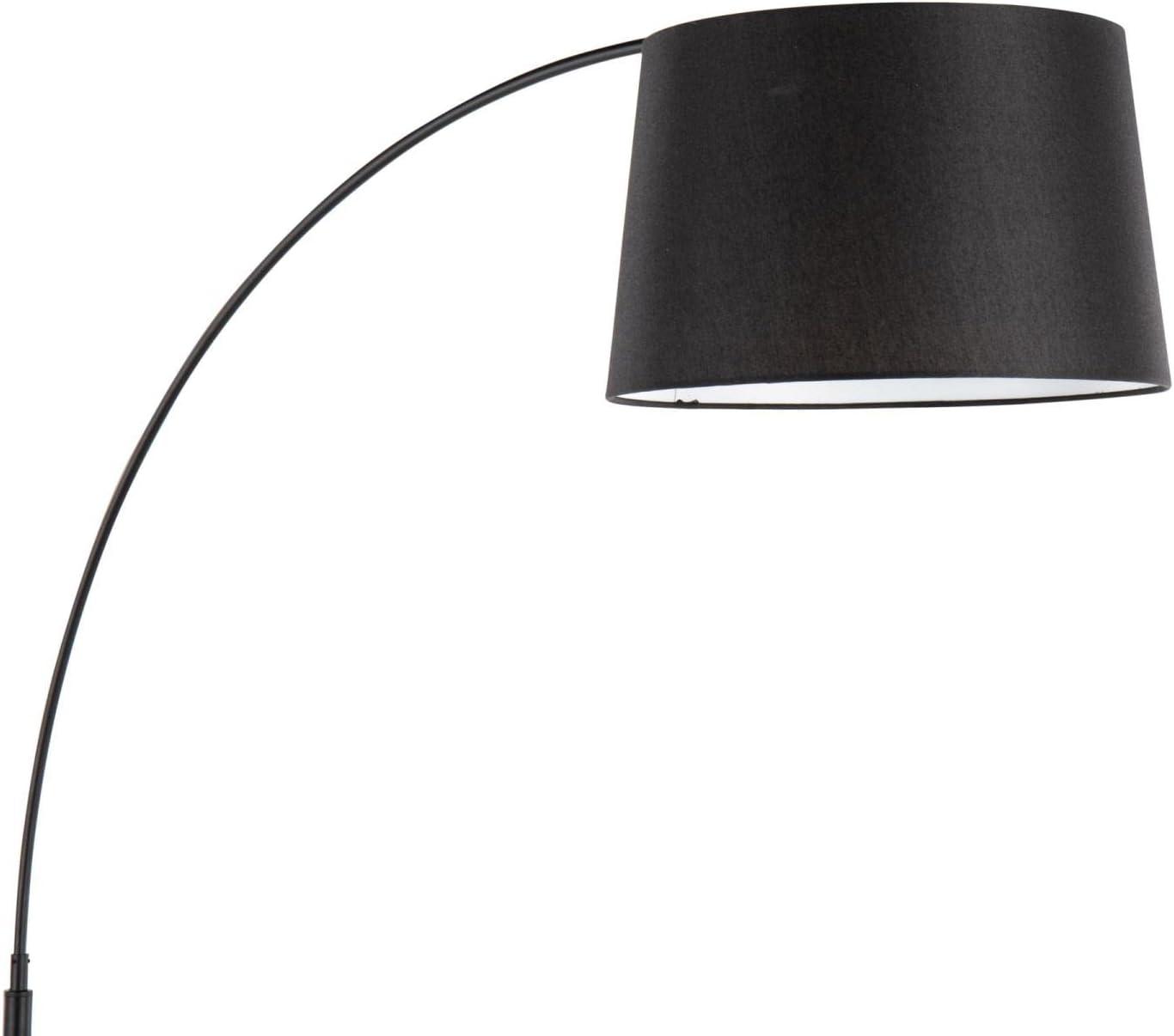 March Contemporary Floor Lamp in Black Marble and Black Metal with Black Linen Shade by LumiSource