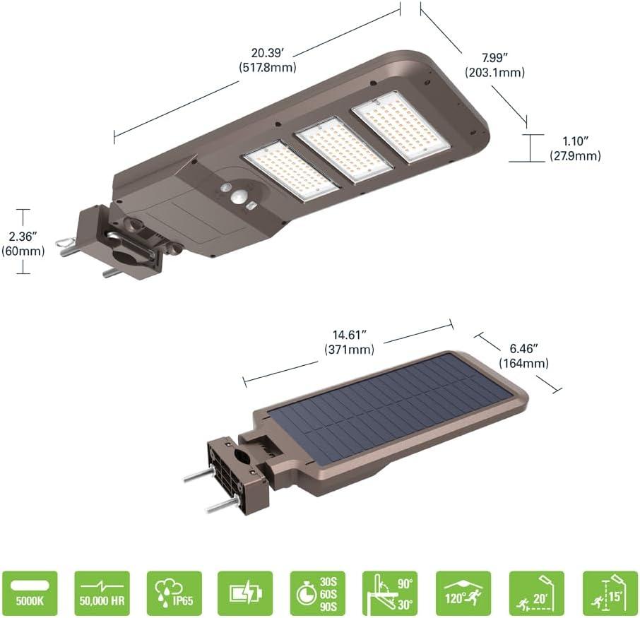 Bronze 3000-Lumen Solar LED Flood Light with Motion Sensor