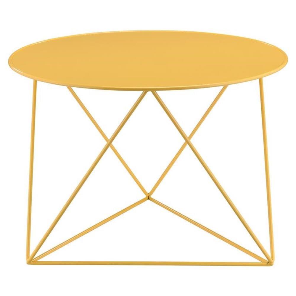Epidia Accent Table Yellow - Acme Furniture: Modern Geometric Metal Base, 17" High