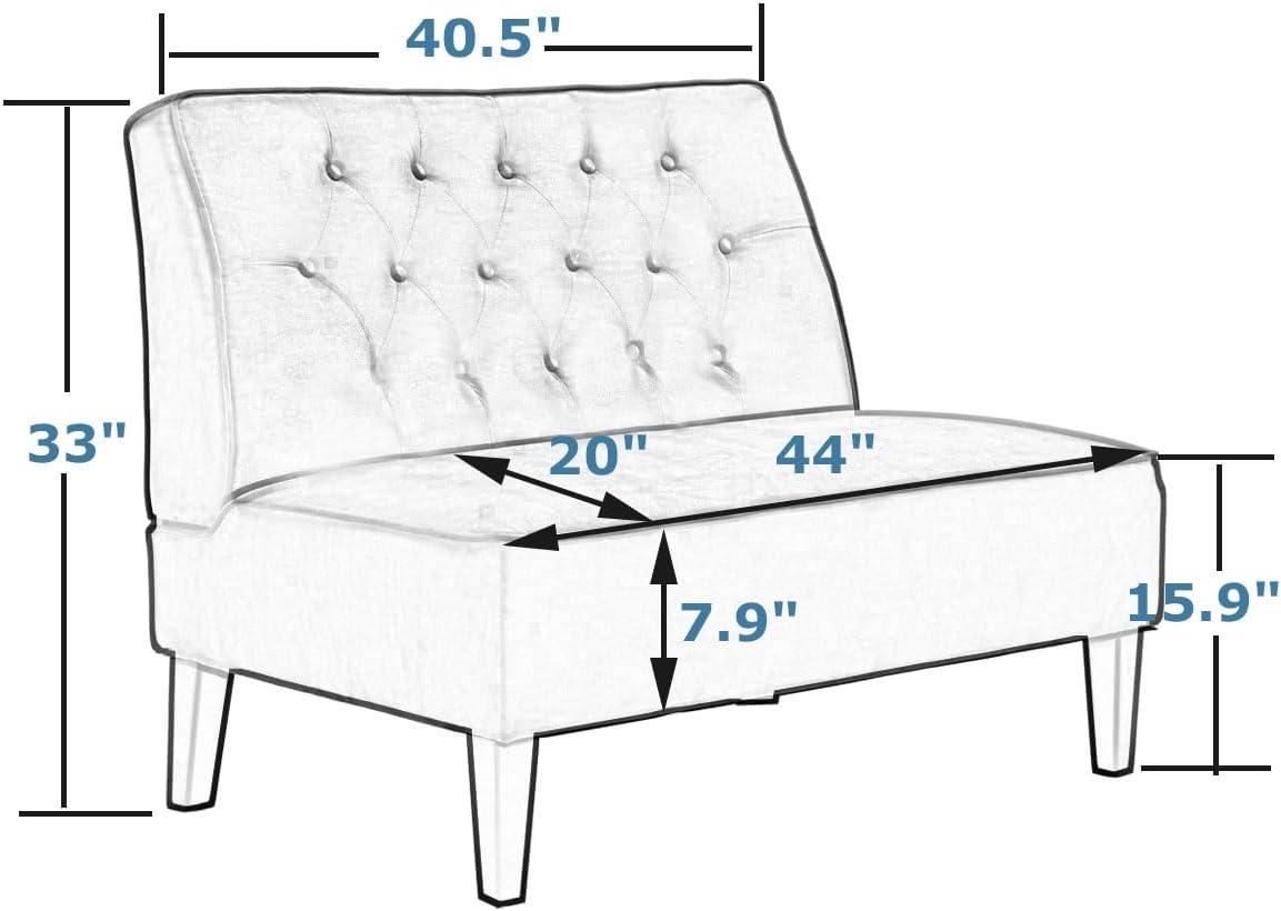 annjoe Button Tufted Loveseat Settee Upholstered Sofa Backrest Buckle Couch Banquette Bench for Dining Room Living Room Bedroom Funiture(Gray 1)