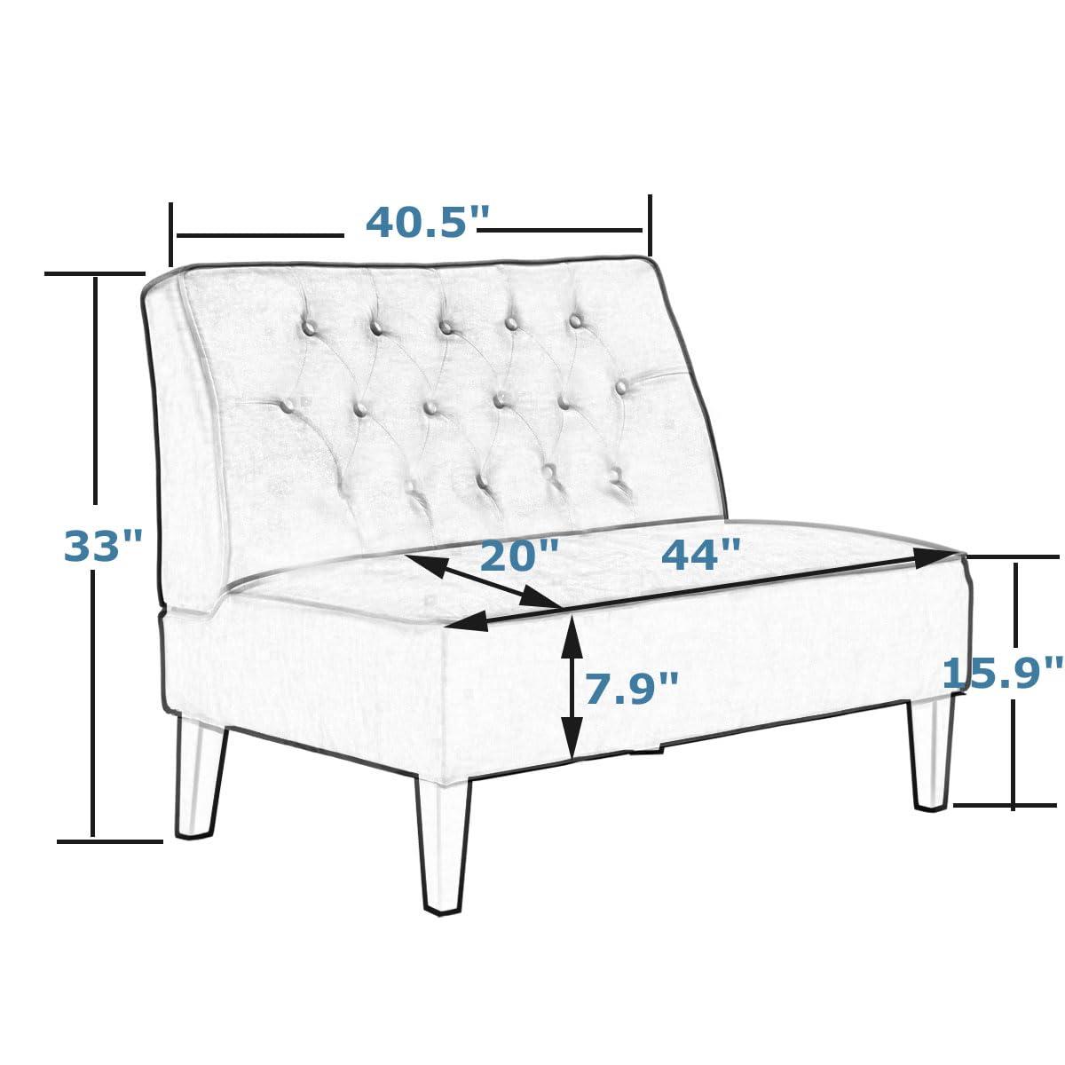 annjoe Button Tufted Loveseat Settee Upholstered Sofa Backrest Buckle Couch Banquette Bench for Dining Room Living Room Bedroom Funiture(Gray 1)