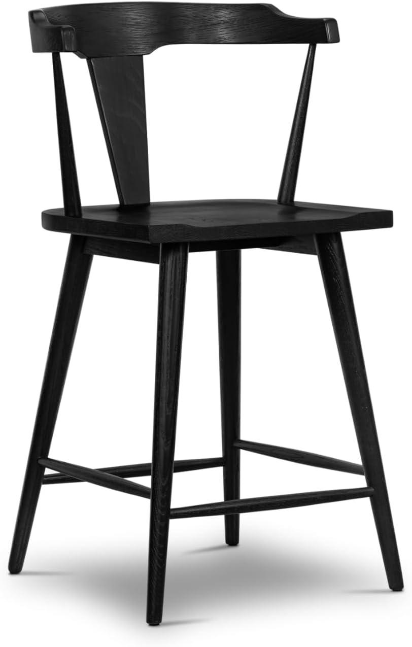 Enzo 21" Black Oak and Metal Counter Stool