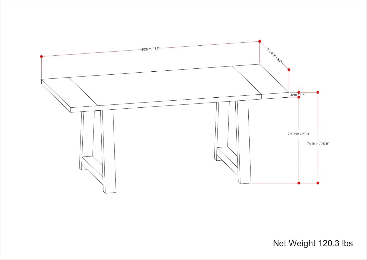 Whitley Solid Wood Top Dining Table