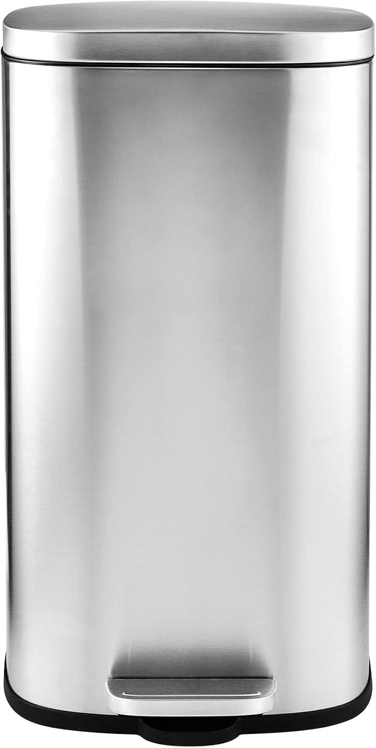 8 Gallon Brushed Stainless Steel Step-On Trash Can