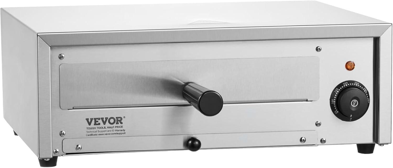 VEVOR 12-Inch Stainless Steel Electric Pizza Oven with Adjustable Temperature