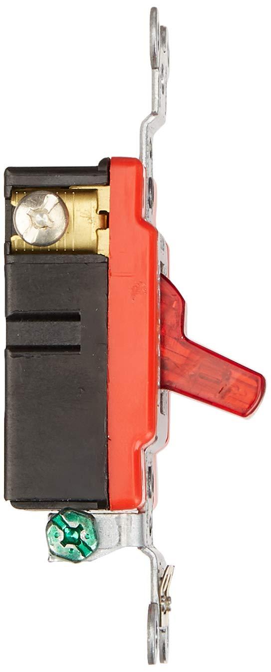 20 Amp Industrial Grade Heavy Duty Single-Pole Pilot Light Toggle Switch, Red 1221-PLR