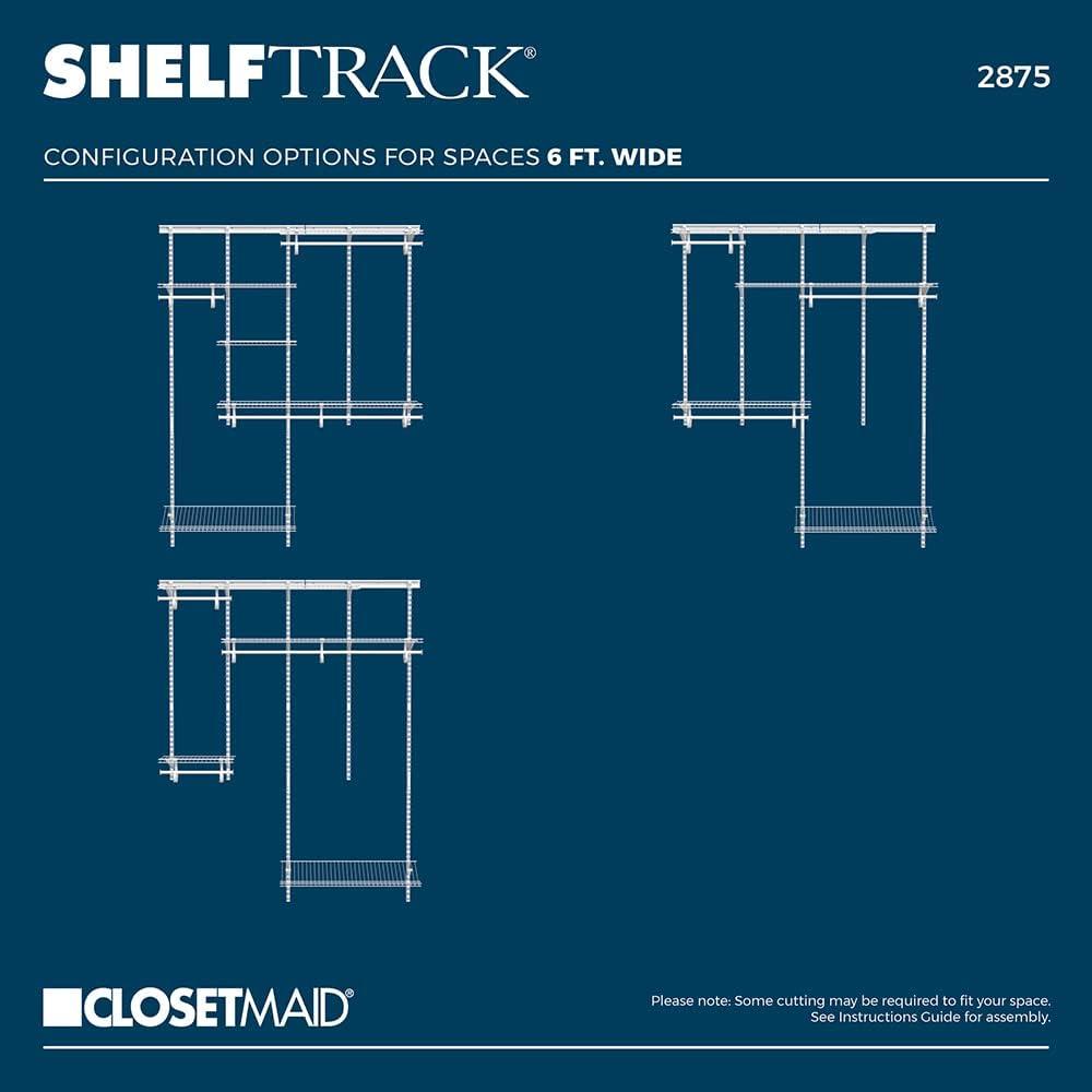 ShelfTrack 60" W - 96" W Closet System Starter Kit