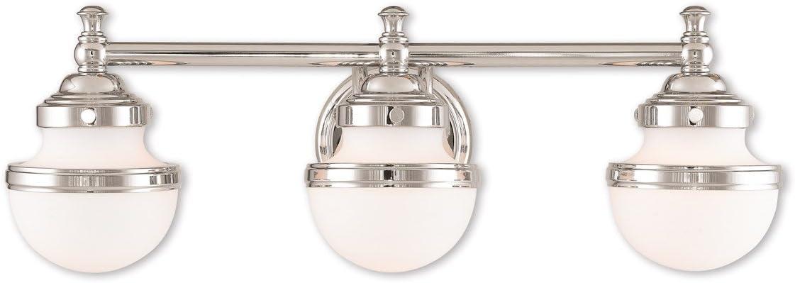 Oldwick Polished Chrome 3-Light Vanity with Satin Opal White Glass