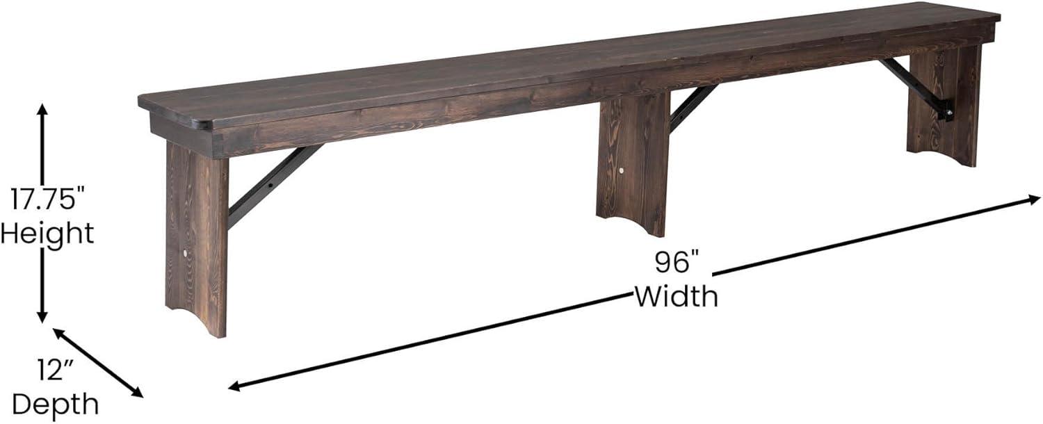 Antique Rustic Mahogany Solid Pine 8' Folding Farm Bench