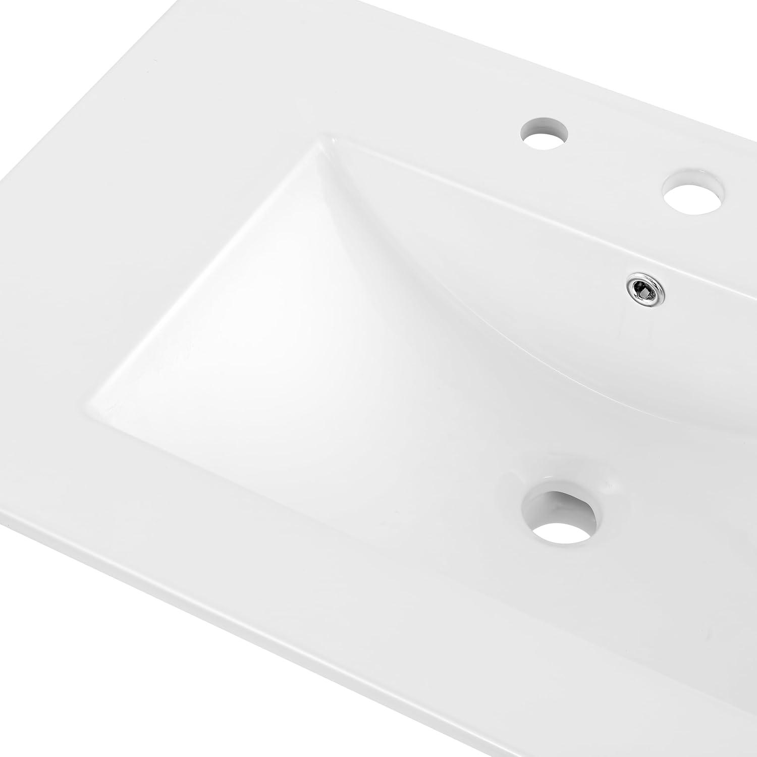 White Ceramic 30" Rectangular Single Sink Vanity Top