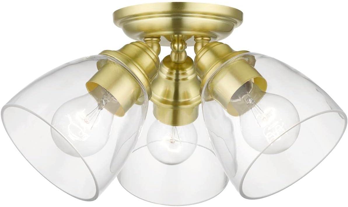 Livex Lighting Montgomery 3 - Light Flush Mount in  Satin Brass
