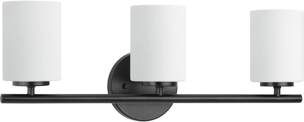 Progress Lighting Replay Collection 3-Light Bath Vanity in Textured Black, Porcelain Material, Up/Down Mounting, Shade Included