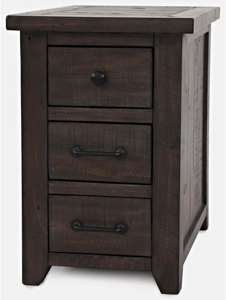 Jofran Madison County Rustic Reclaimed Pine Farmhouse Harris USB Charging Chairside Table